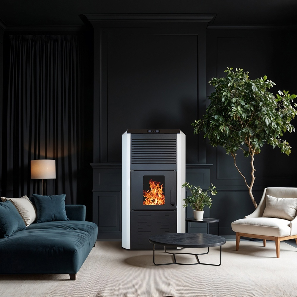 Termosemineu pe peleti Termax Kamin ECO 30 kW alb, buncar 55 kg [7]
