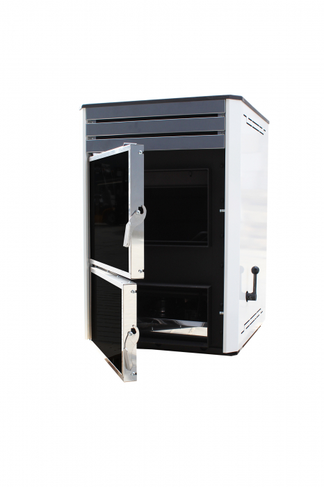 Termosemineu pe lemn, carbune si bricheti, Fornello, model Dila Eco 29 kW, pompa circulare Grundfos, termometru, termostat, regulator tiraj, gratar ardere fonta, curatare facila gratar ardere [2]