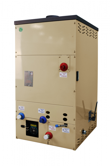 Termosemineu pe lemn, carbune si bricheti, Fornello, model Avanos 32 kW, crem, plita de gatit, pompa de circulatie si manometru [8]