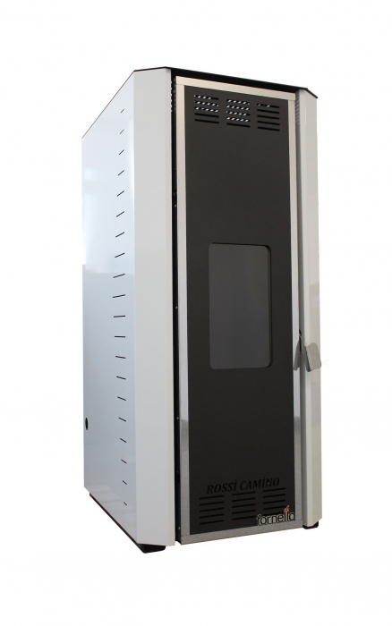 Termosemineu pe peleti Fornello, model Camino Rossi 25 kW, gri, pompa Grundfos, vas expansiune, arzator inox [2]