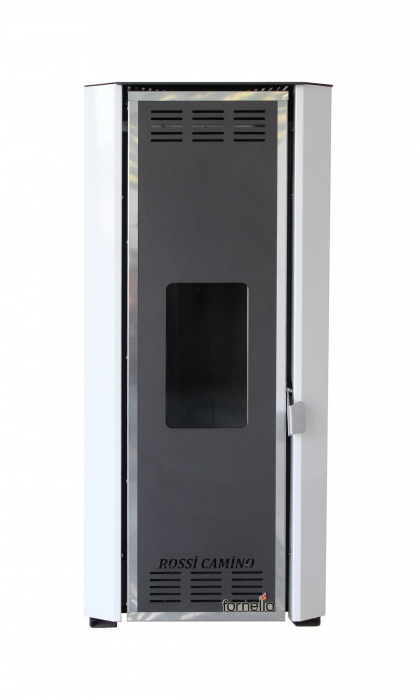 Termosemineu pe peleti Fornello, model Camino Rossi 25 kW, gri, pompa Grundfos, vas expansiune, arzator inox [3]