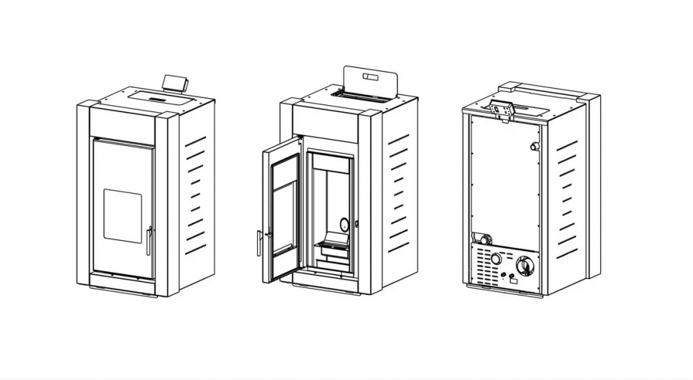 Termosemineu pe peleti Burnit, gri antracit, model Trend Novation 20 kw [2]