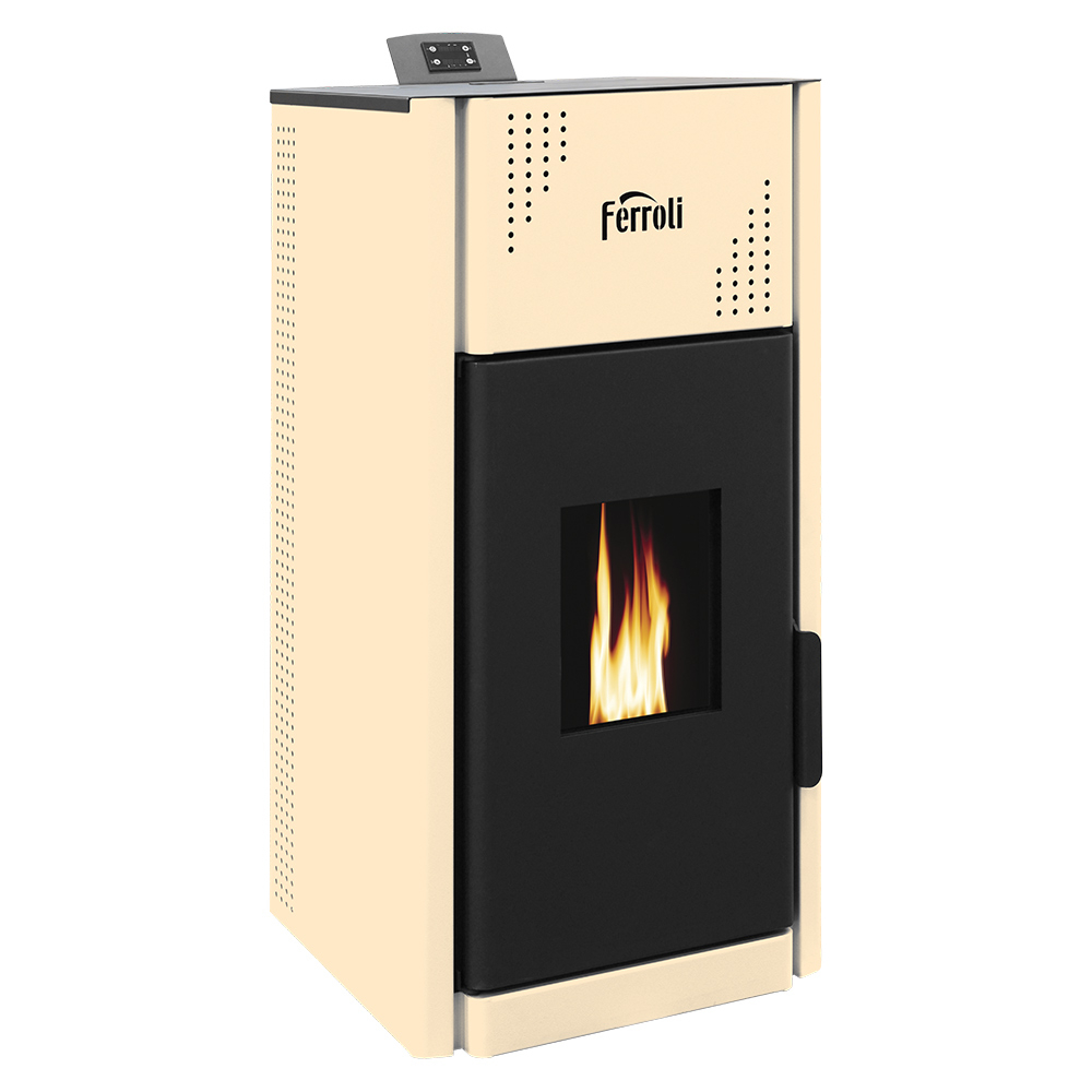 Termosemineu pe peleti Ferroli, din otel, culoare bej, model Mirano Pellet PRO 8 kw [2]