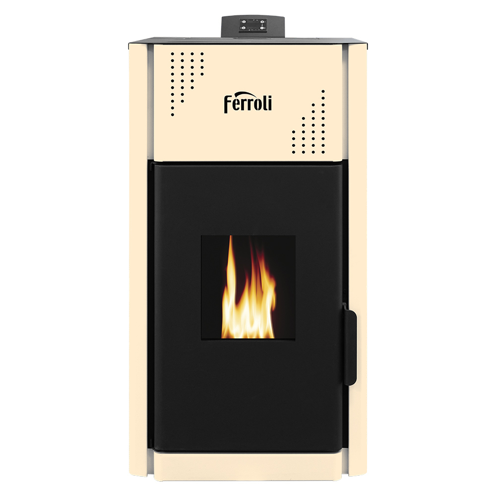 Termosemineu pe peleti Ferroli, din otel, culoare bej, model Mirano Pellet PRO 30 kw [1]