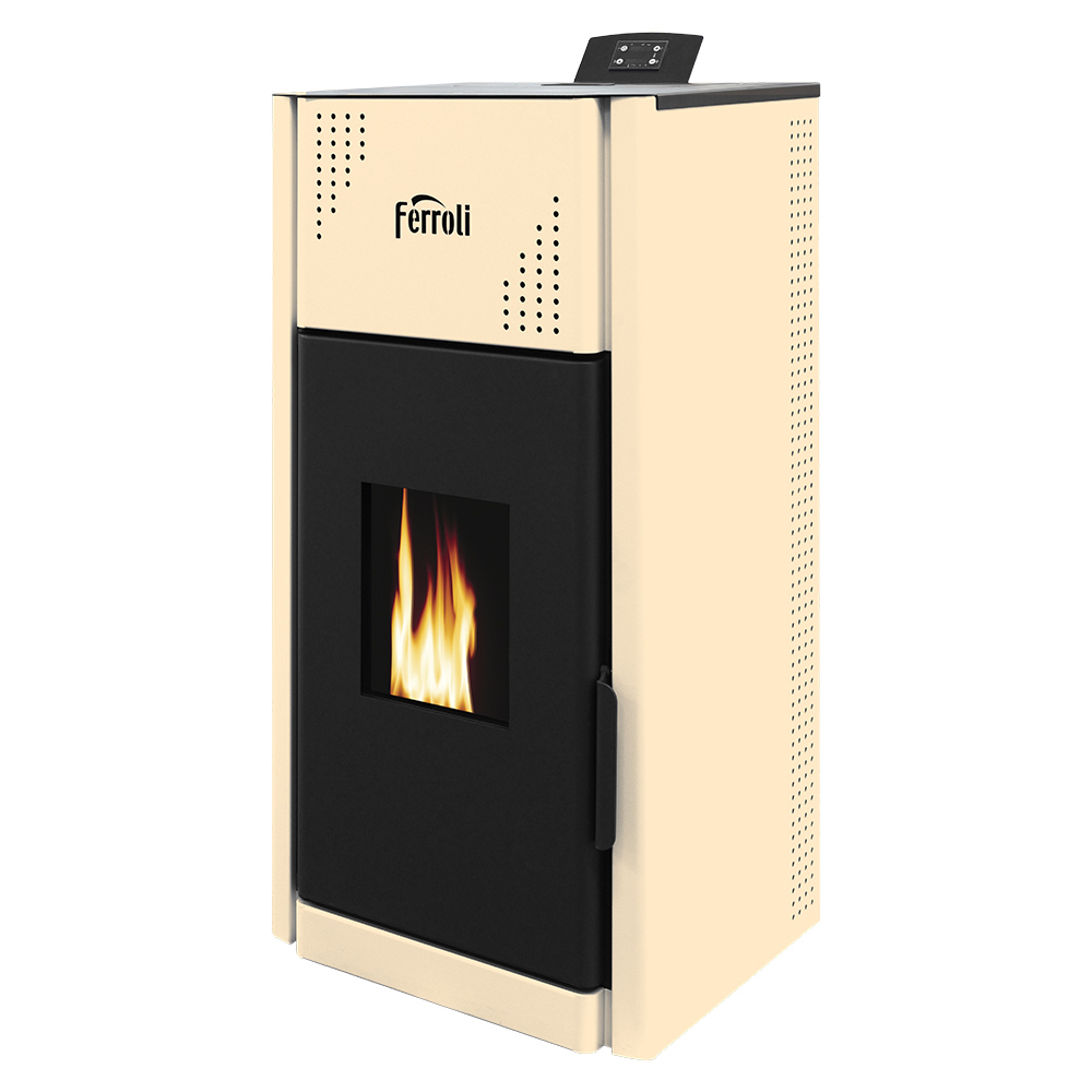 Termosemineu pe peleti Ferroli, din otel, culoare bej, model Mirano Pellet PRO 12 kw [3]