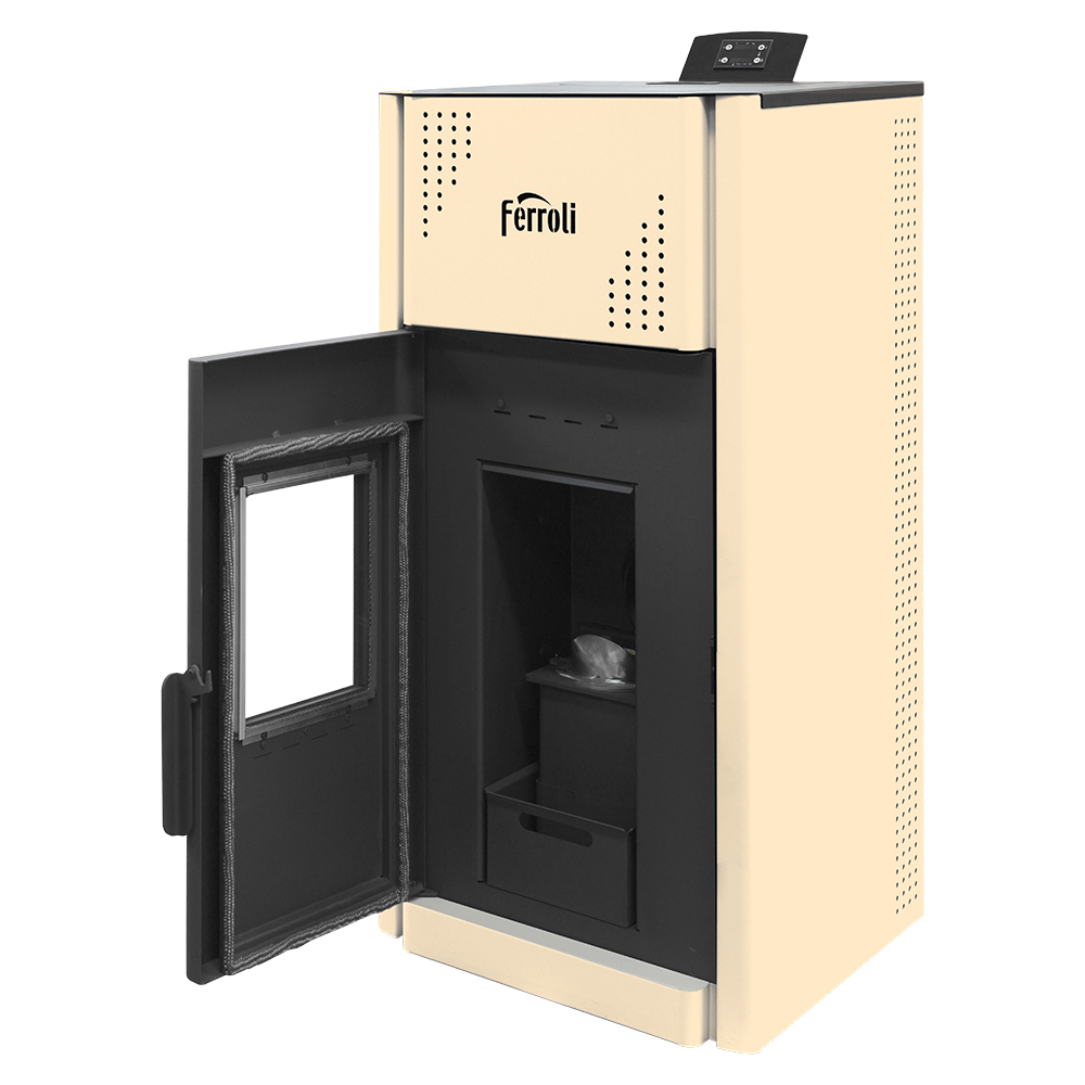 Termosemineu pe peleti Ferroli, din otel, culoare bej, model Mirano Pellet PRO 12 kw [4]