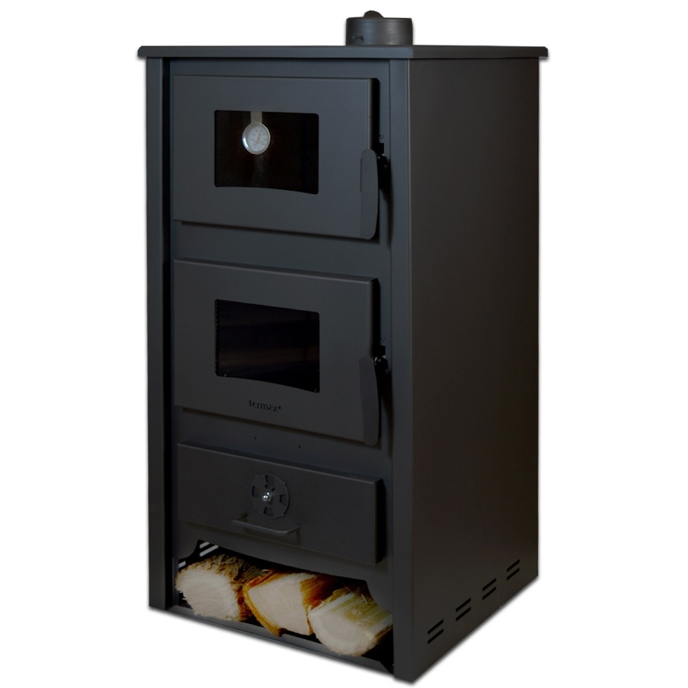 Termosoba neagra pe lemn Termax Codru 24,43 kW cu manta de apa si cuptor [3]
