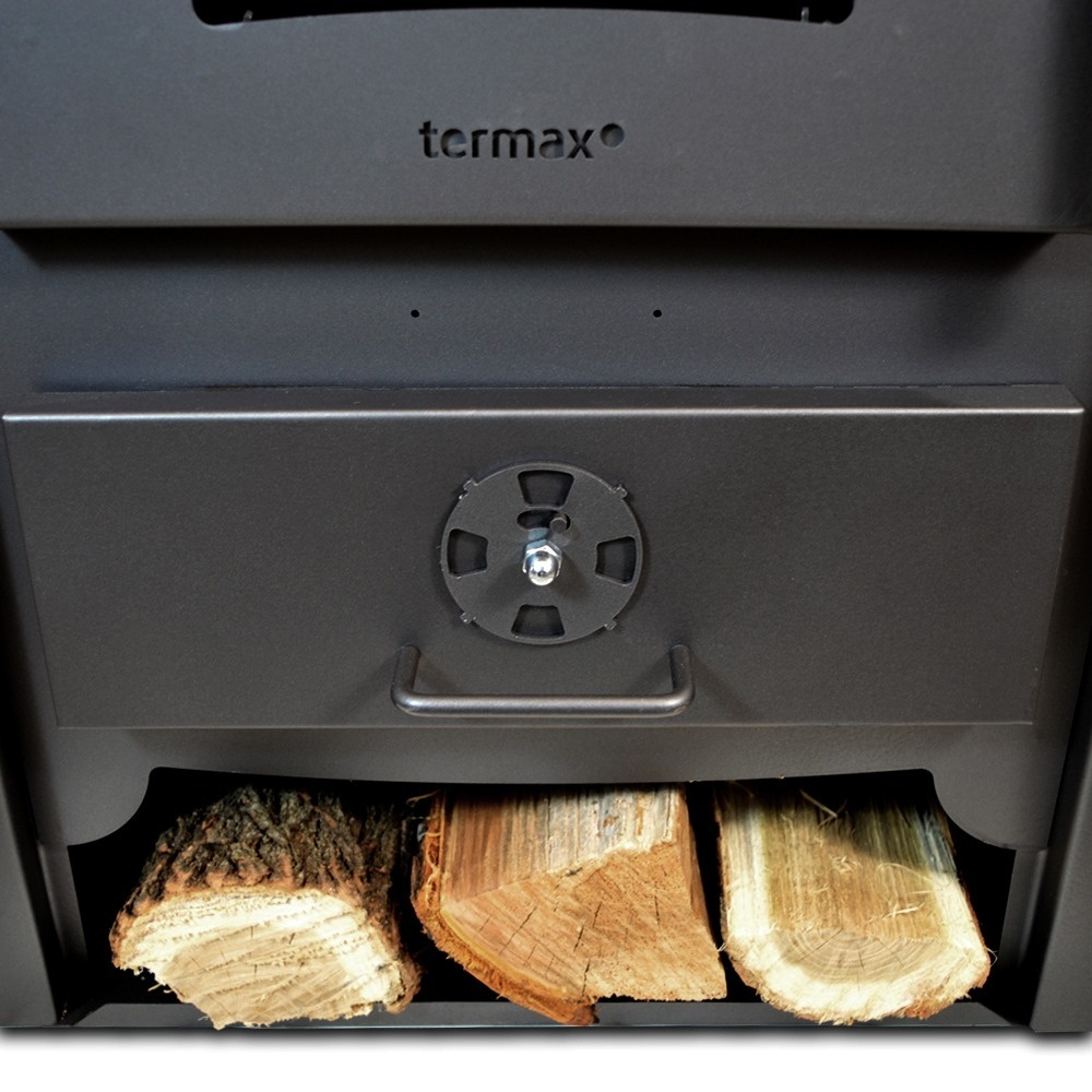 Termosoba neagra pe lemn Termax Codru 24,43 kW cu manta de apa si cuptor [6]