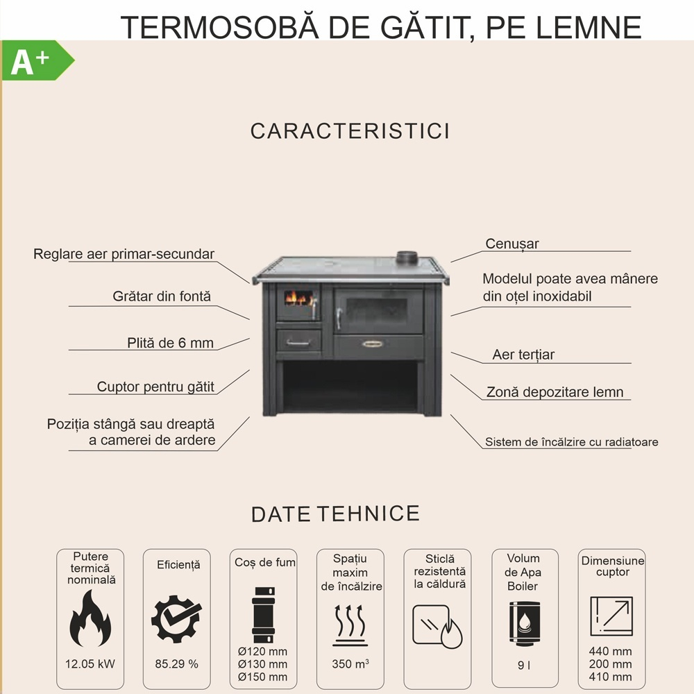 Termosoba lemn cu cuptor si manta de apa Termax Culina rosie 12,05 kW [5]