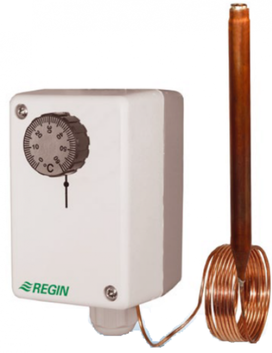 Termostat industrial de imersie cu capilar 1 Regin,5m si bulb Ø95x120mm capacitate comutare 15(8)A/24250Vca IP65 livrat fara teaca gama de lucru -30+30°C histerezis ajustabil 220K [1]