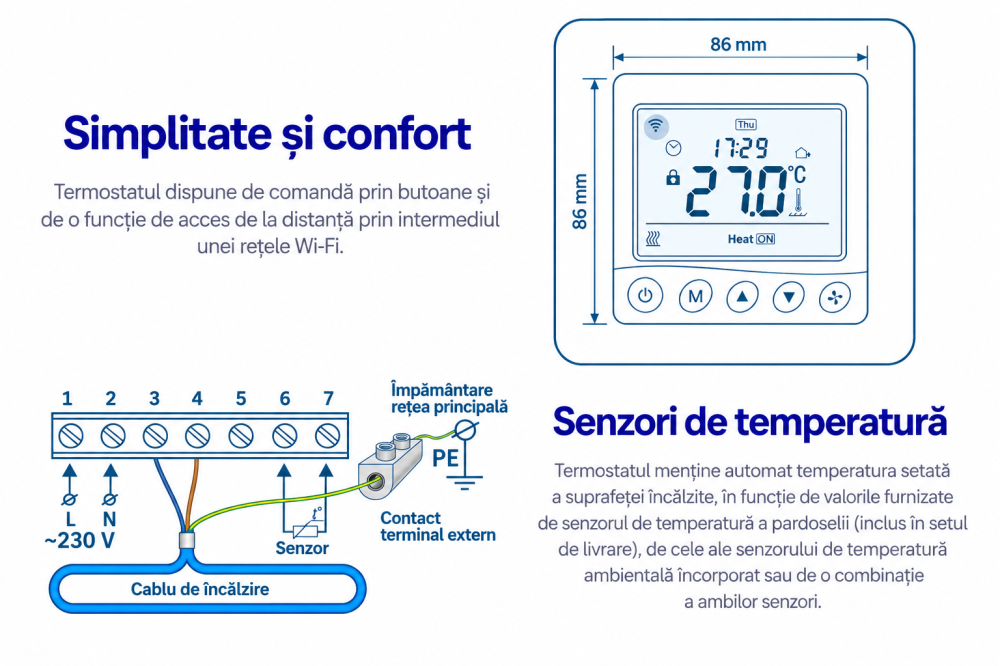 Termostat Wi-Fi programabil Grand Meyer W390 16 A negru [2]