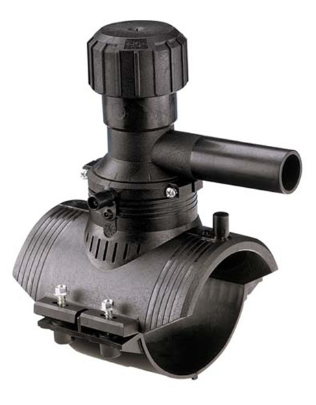 Teu autoperforant rotativ electrofuziune PE, DN 250 x 63 mm, 200 mbar / 5 bar - gaz, rosu, SDR 11 Gaz Stop [1]