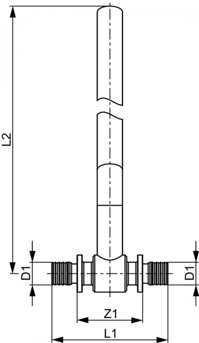 Tija TECEflex de racordare in T la radiator Ø16 x Ø15 mm, 330 mm [2]