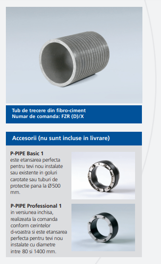 Tub de trecere din fibro-ciment, Ø interior 150 mm, grosime perete 130 mm, Hauff Technik P-Liner Basic [5]