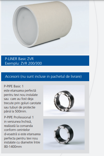 Tub de trecere din PVC, Ø interior 200 mm, grosime perete 800 mm, Hauff Technik P-Liner Basic [9]