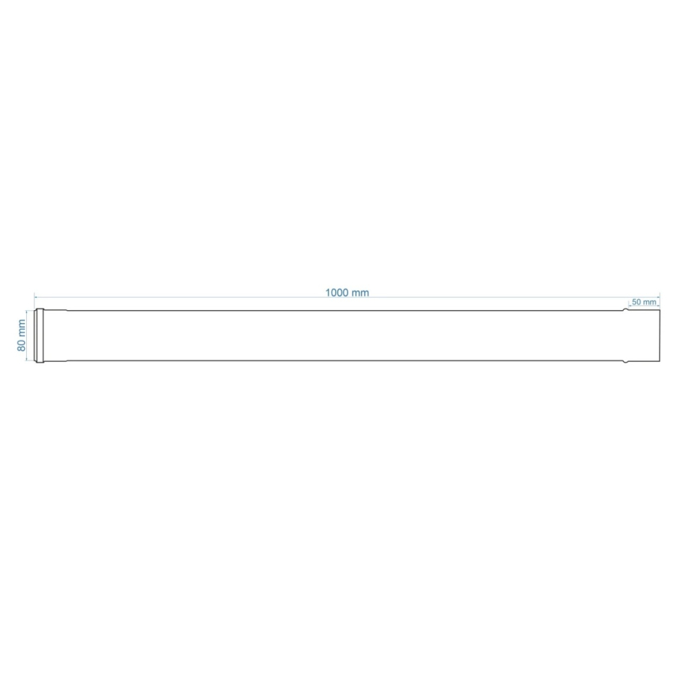 Tub drept din otel neizolat Termax lungime 1 m D80 pentru evacuare fum [2]