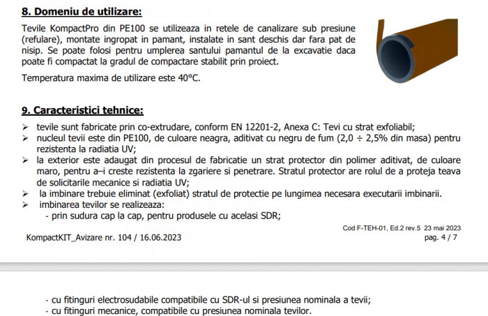 TUB KompactPro REFULARE CANALIZARE PE100 CU ACOPERIRE PROTECTIVA POLIMER D90 P6 SDR26 13m - VALROM GAMA KompactKIT [2]