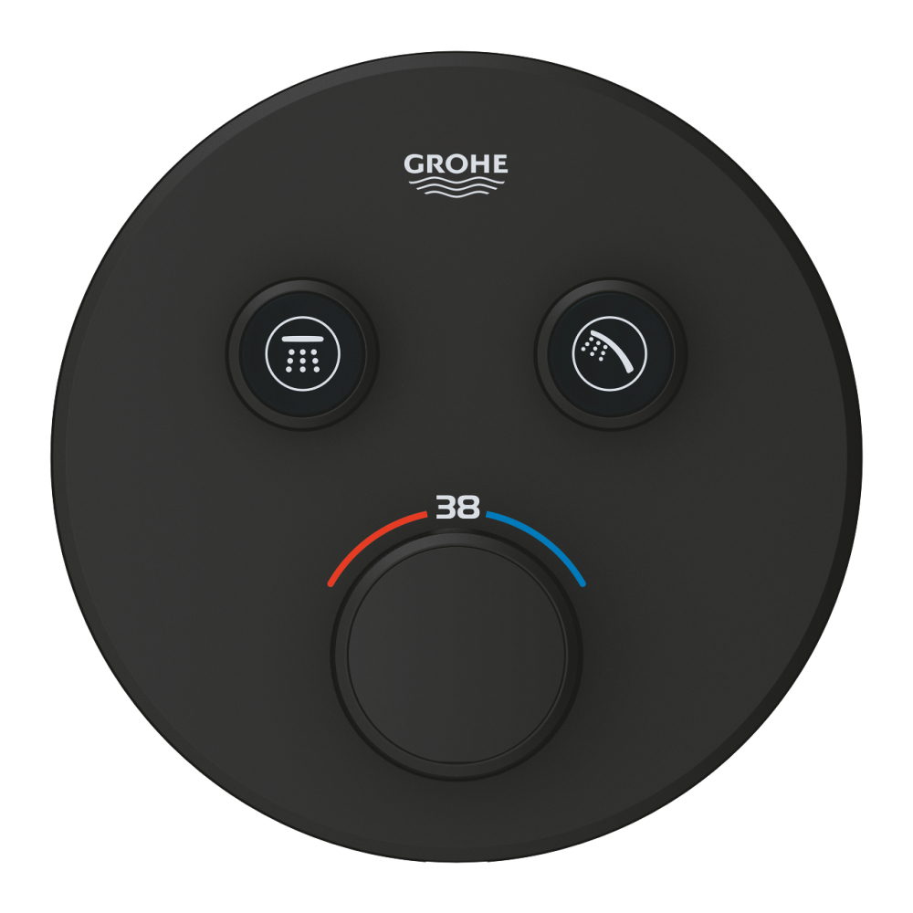 Unitate control Grohe Grohtherm SmartControl rotunda, 2 iesiri, dubla comanda, cartus ceramic, termostat, diverter, limitator temperatura, incastrata, necesita corp instalare, negru [3]
