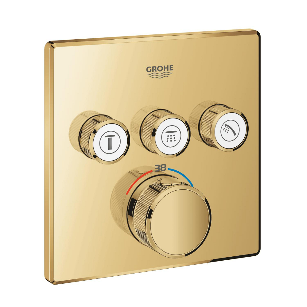 Unitate control Grohe Grohtherm SmartControl cu termostat, safestop, 3 iesiri, necesita corp instalare, auriu lucios [5]