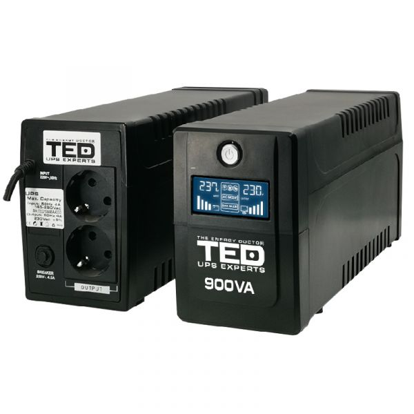 UPS 900VA/500W LCD Line Interactive AVR 2 schuko USB Management, TED Electric TED003942 [2]