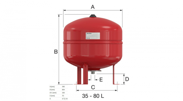 Vas expansiune pentru sisteme incalzire si racire Flamco Baseflex 80 litri - 6 bar [2]
