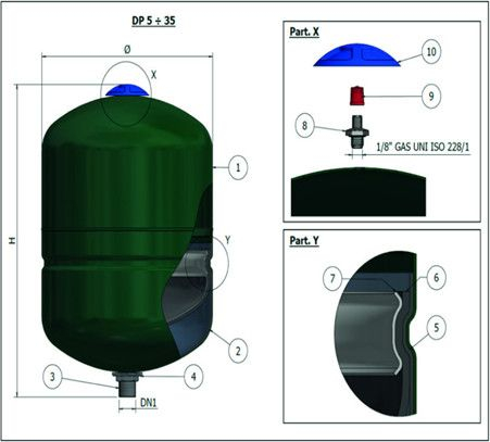 Vas de expansiune multifunctional, 200 litri, 10 bar, Elbi DP 200 [2]