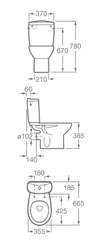 Set WC, Vas cu evacuare laterala + rezervor 3/6 litri + capac termoplast, Roca Victoria [2]