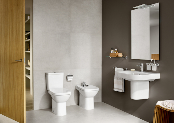 Capac pentru vas WC, duroplast antibacterian cu balamale din otel inoxidabil, Roca Debba [6]