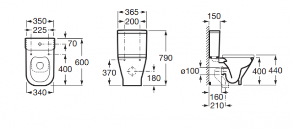 Rezervor WC, dubla comanda 2/4 litri, 365 x 140 x 405 mm., Roca The Gap [3]