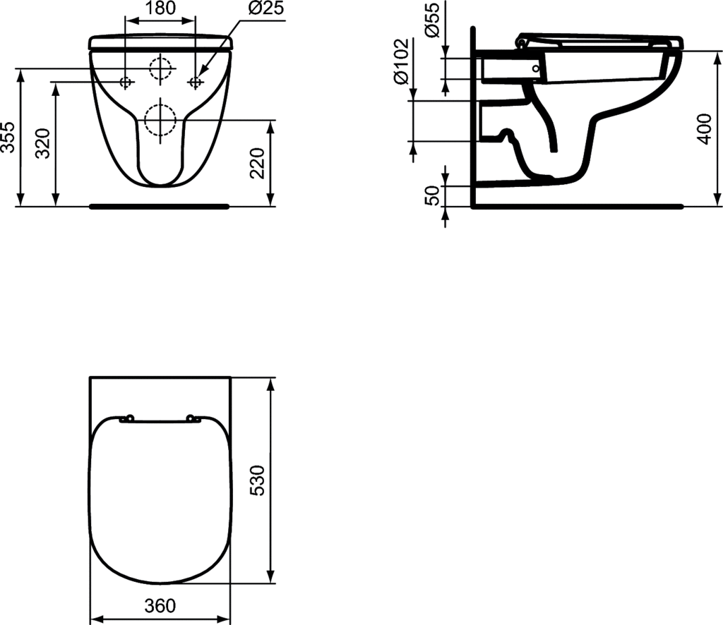 Vas WC suspendat 360 x 530 x 350 mm Ideal Standard gama Tempo [2]