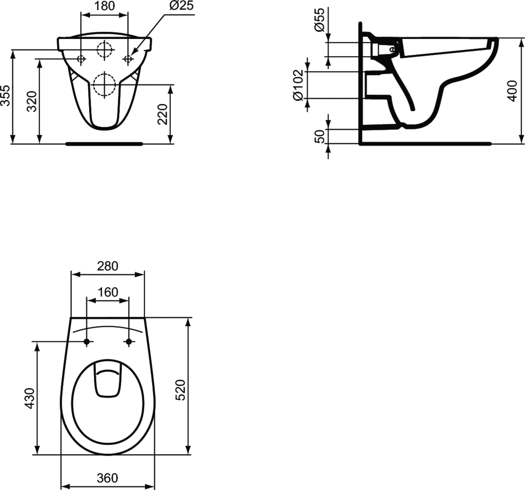 Vas WC suspendat 350 x 525 x 350 mm Ideal Standard gama Eurovit [2]
