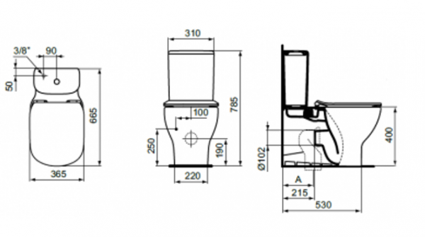 Rezervor pentru vas WC buton cu dubla actionare 3/6 litri Ideal Standard gama Tesi [2]