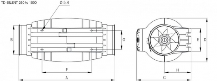 Ventilator de tubulatura, 880 m³/h, 3 viteze, Soler&Palau TD-800/200 SILENT 3V (220-240V 50-60) [2]