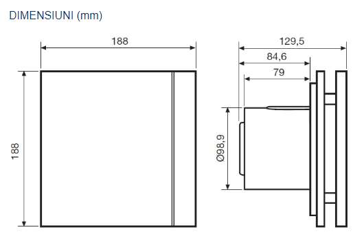 Ventilator extractie baie SILENT 100 - CRZ Grey Design 4 C 230V 50Hz [2]