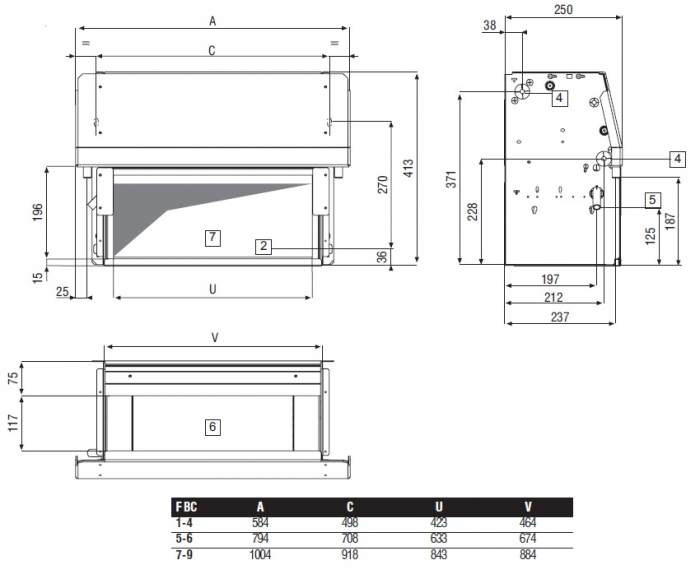 Ventiloconvector Galletti, tip consola necarcasata, model Estro FBC F2BC  1,54 kw [2]