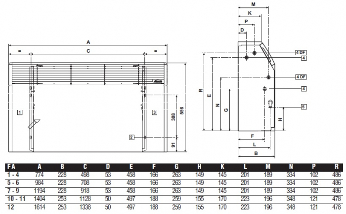Ventiloconvector Galletti, tip duct carcasat, model cu distributie oblica Estro FA F4A  2,09 kw [2]