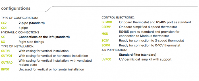 Ventiloconvector tip carcasat radiant vertical, 4.32 kW / 3.71 kW, model cu 2 tevi, termostat si port RS485, Clivet Elforoom2 [4]