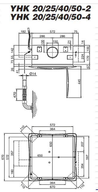 Ventiloconvector tip caseta sistem cu 4 tevi, panou inclus, York model YHK 25-4 2,66kw [3]