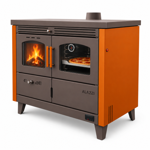 Termoseminee si sobe pe lemn - Termosemineu Fornello Alazzi 25 kW cu plita si cuptor