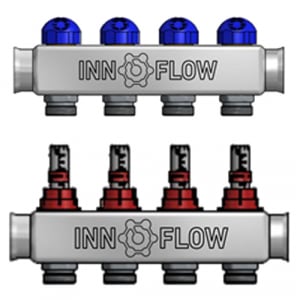 Distribuitoare cu debitmetre - Distribuitor incalzire in pardoseala 1" x 3/4", 2 cai, Innoflow