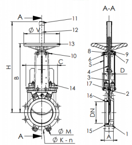 Robinet sertar cu cutit, DN65, TECOFI VG3400 [1]