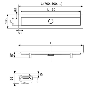 Pachet TECE Linus 2in1 700 mm (canal grila plate/steel sifon DN50 picioruse banda etansare) [2]