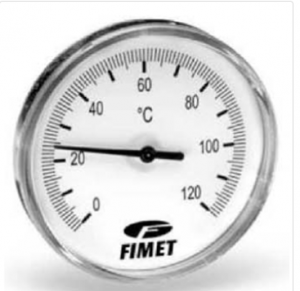 Manometre, presostate si termostate - Termometru axial 0-120°C, imersie 100 mm, teaca de imersie cu racord G 1/2"B, DN cadran 80