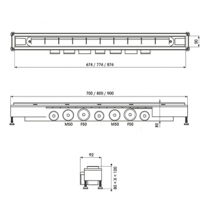 Rigola dus, debit ultra-rapid 84 litri/min, 80 cm lungime, Wirquin Venisio [4]