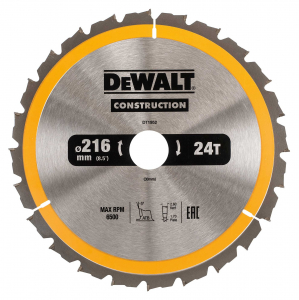 Scule si dispozitive de lucru - Disc pentru constructii 24dinti DeWalt 216x30mm - DT1952-QZ