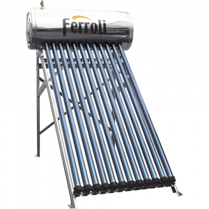 Panouri solare cu tuburi vidate - Panou solar presurizat Ferroli, din inox, model Ecoheat - 15 tuburi si boiler 150 litri