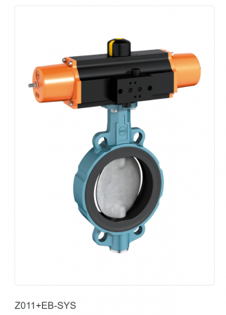 Actuator pneumatic, EB5.1SYS, simpla actionare - cu resort arc /normal inchis, conexiuni Namur G 1/4, flanse F04, inchidere in sens orar. Pentru DN25-65 seria Z011A. Presiune de control 6...8bar [1]