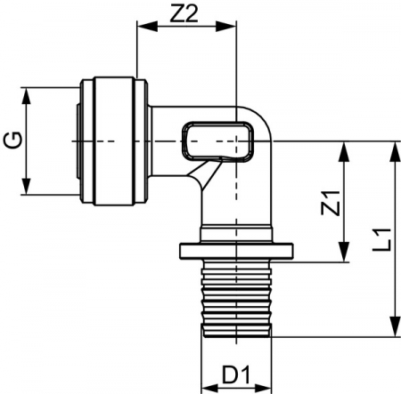 Adaptor rapid TECE cot 90°, bronz cu siliciu 16 x 1/2" [1]