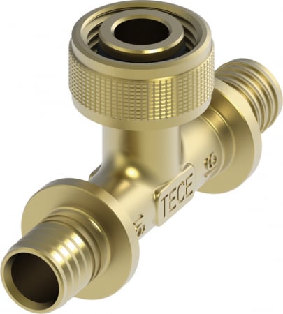 Fitinguri din bronz - Adaptor rapid TECE teu iesire centru, bronz cu siliciu 16 x 1/2" x 16