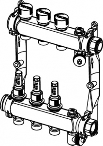 Distribuitor TECEfloor SLQ RECTANGULAR otel inox, complet echipat 12 cai x 3/4" x 1" [2]